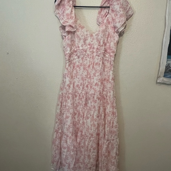 Trixxi Light Pink Floral Ruffled Sleeve Maxi Dress - Picture 3 of 3